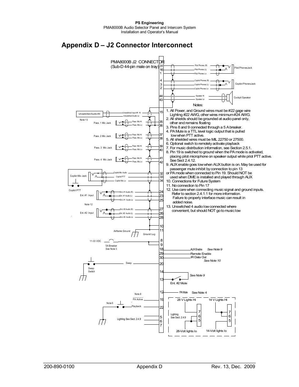 Appendix d – j2 connector interconnect | PS Engineering PMA8000B Installation Manual User Manual | Page 38 / 40