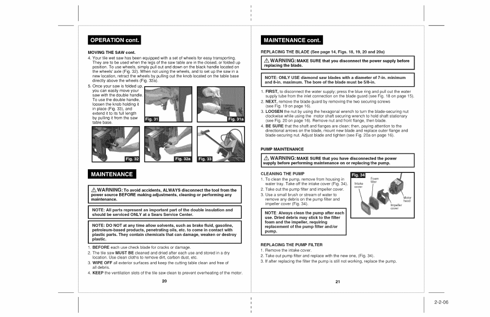 Maintenance, Operation cont, Maintenance cont | Craftsman 118.22000 User Manual | Page 11 / 15