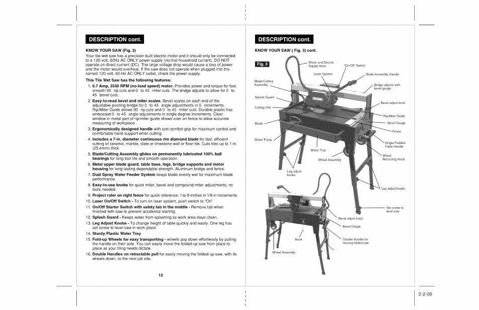 Description cont | Craftsman 118.22000 User Manual | Page 7 / 15