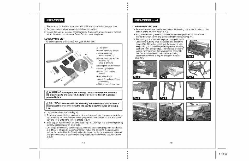 Unpacking, Unpacking cont | Craftsman 118.22000 User Manual | Page 8 / 15