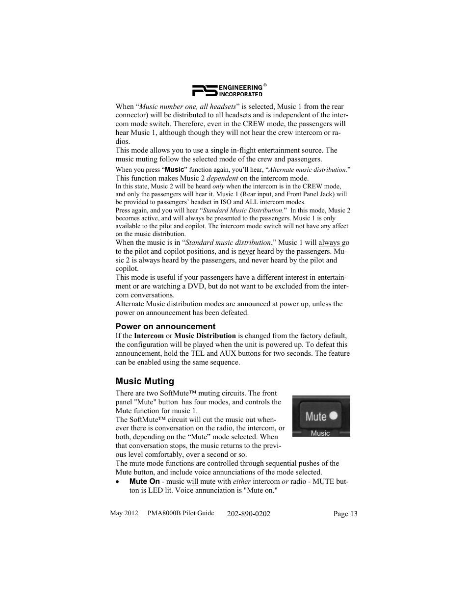 PS Engineering PMA8000B Pilot’s Guide User Manual | Page 13 / 16