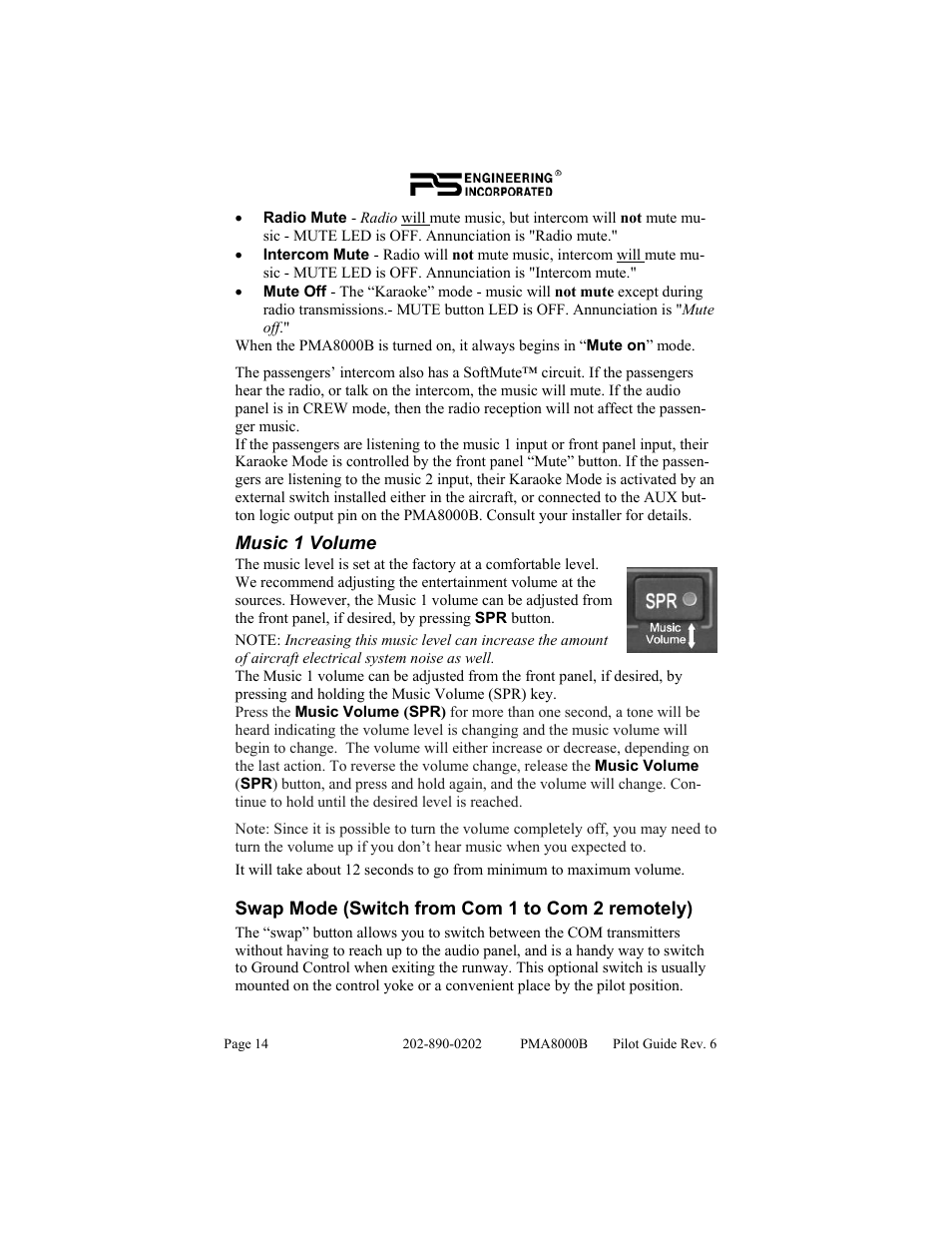 PS Engineering PMA8000B Pilot’s Guide User Manual | Page 14 / 16