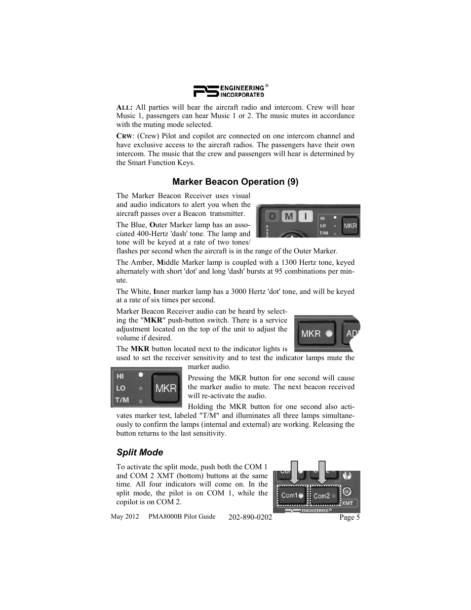 PS Engineering PMA8000B Pilot’s Guide User Manual | Page 5 / 16