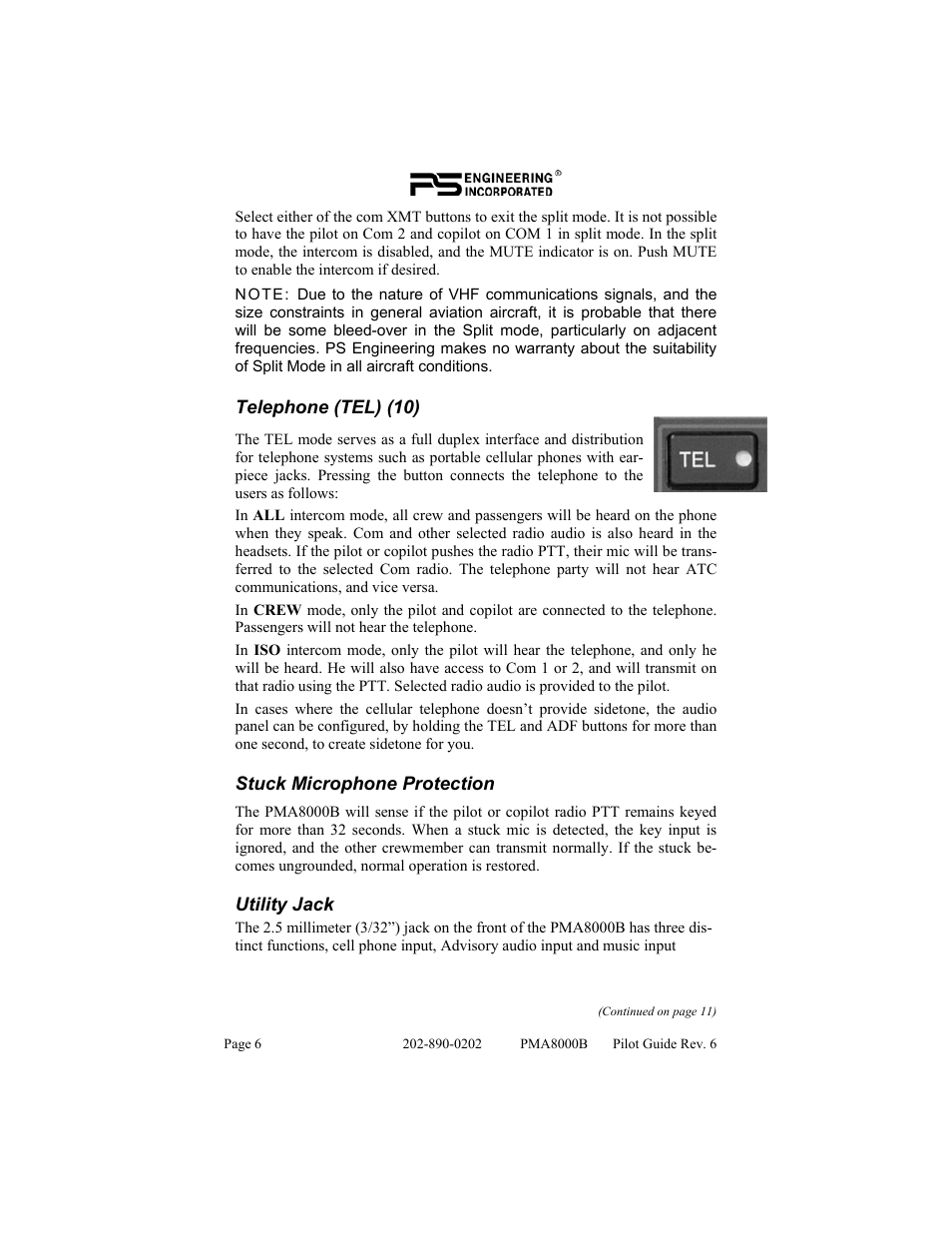 PS Engineering PMA8000B Pilot’s Guide User Manual | Page 6 / 16