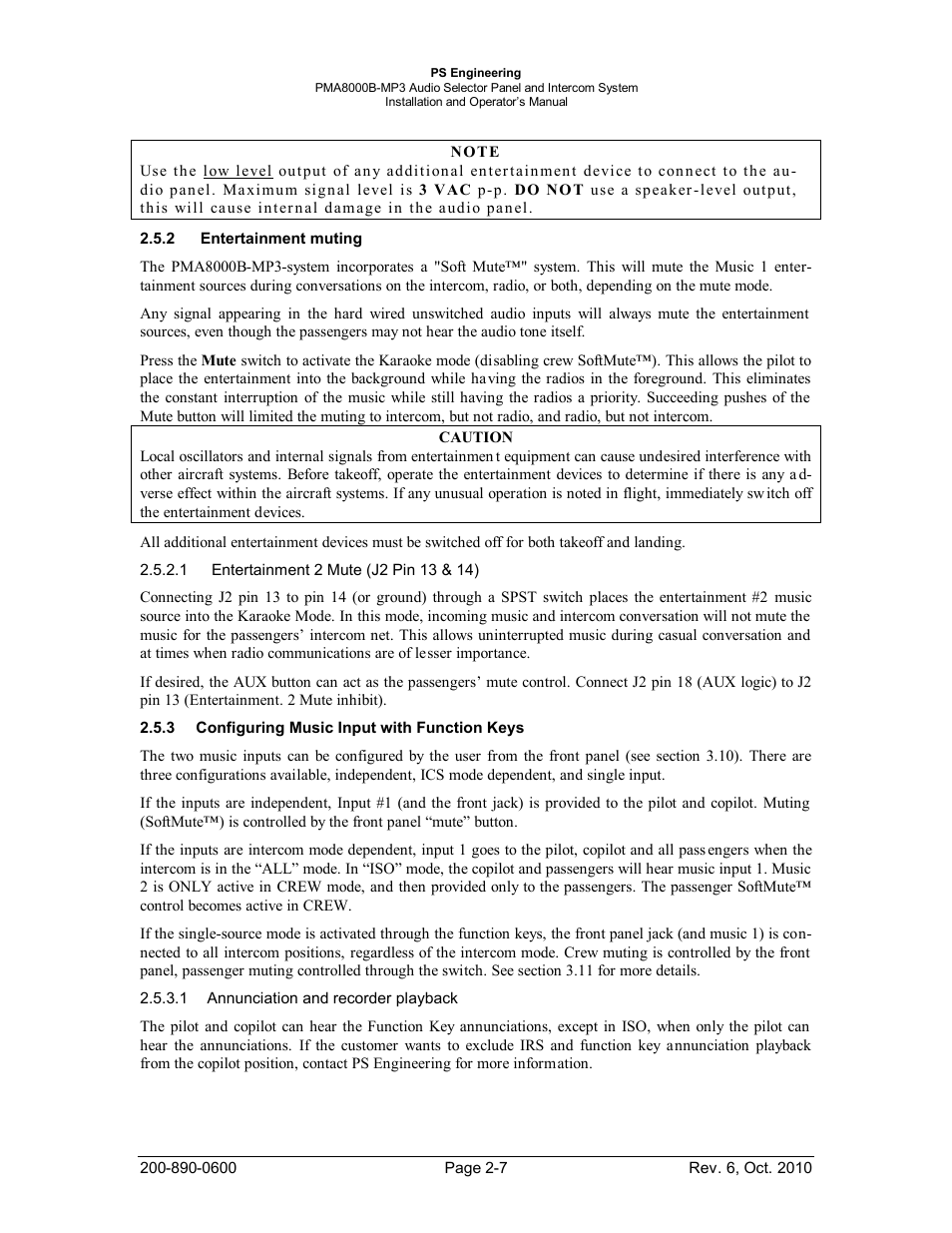 Entertainment muting, Configuring music input with function keys, Ntertainment muting | Onfiguring, Usic, Nput with, Unction | PS Engineering PMA8000MP3 Installation Manual User Manual | Page 14 / 41