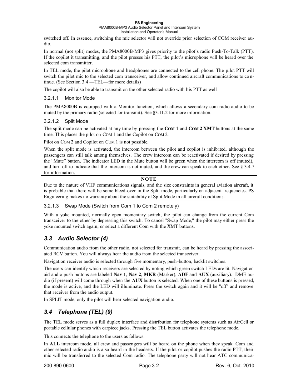 Audio selector (4), Telephone (tel) (9), Udio | Elector, Elephone, Tel), 3 audio selector (4), 4 telephone (tel) (9) | PS Engineering PMA8000MP3 Installation Manual User Manual | Page 23 / 41