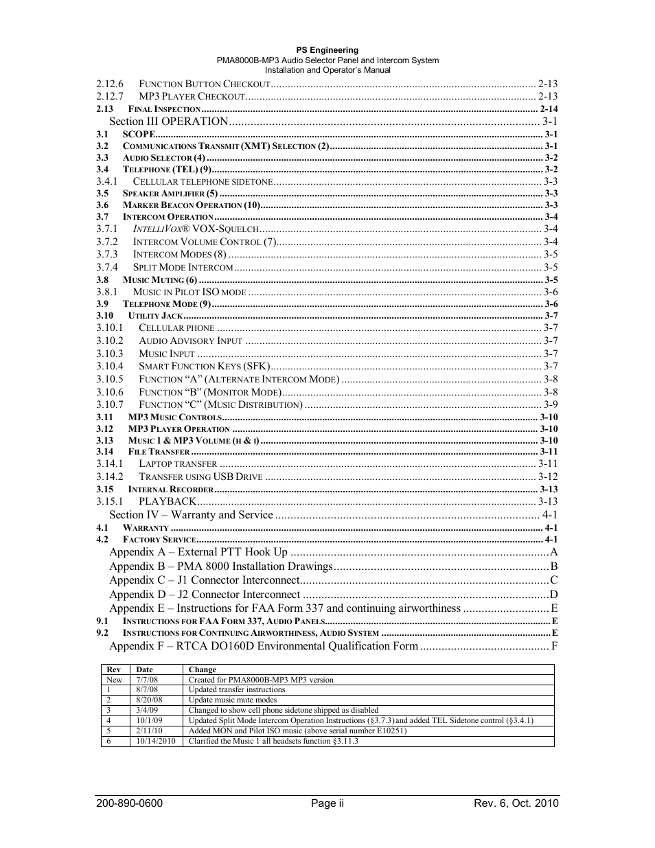 PS Engineering PMA8000MP3 Installation Manual User Manual | Page 3 / 41