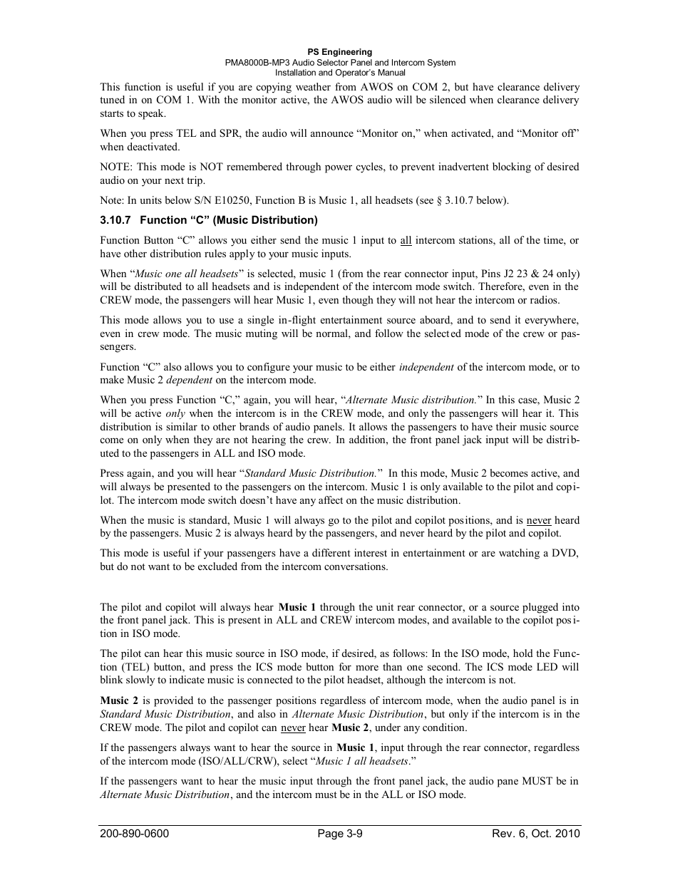 Function “c” (music distribution), Unction, Usic | Istribution | PS Engineering PMA8000MP3 Installation Manual User Manual | Page 30 / 41