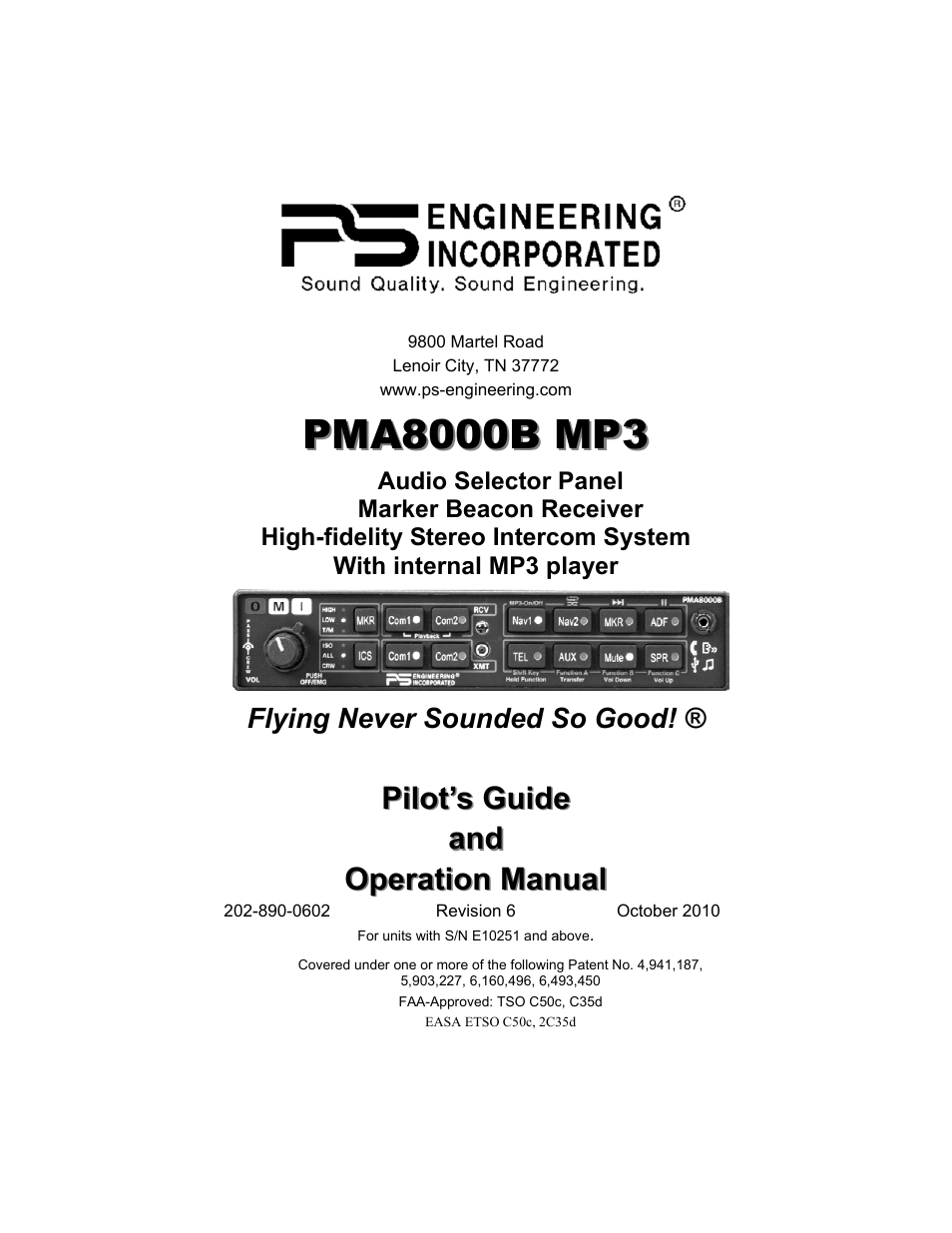 PS Engineering PMA8000MP3 Pilot’s Guide User Manual | 24 pages