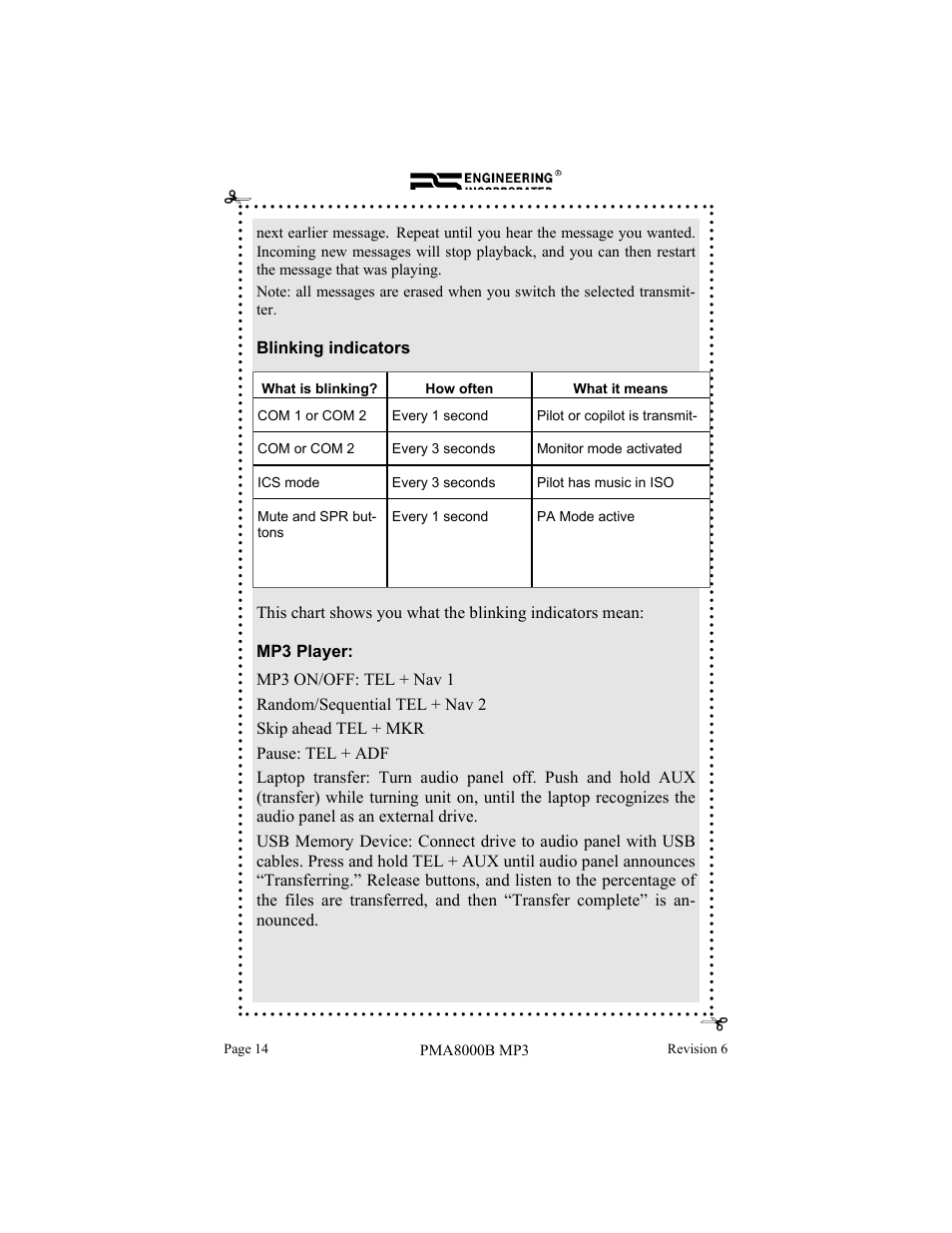 PS Engineering PMA8000MP3 Pilot’s Guide User Manual | Page 14 / 24