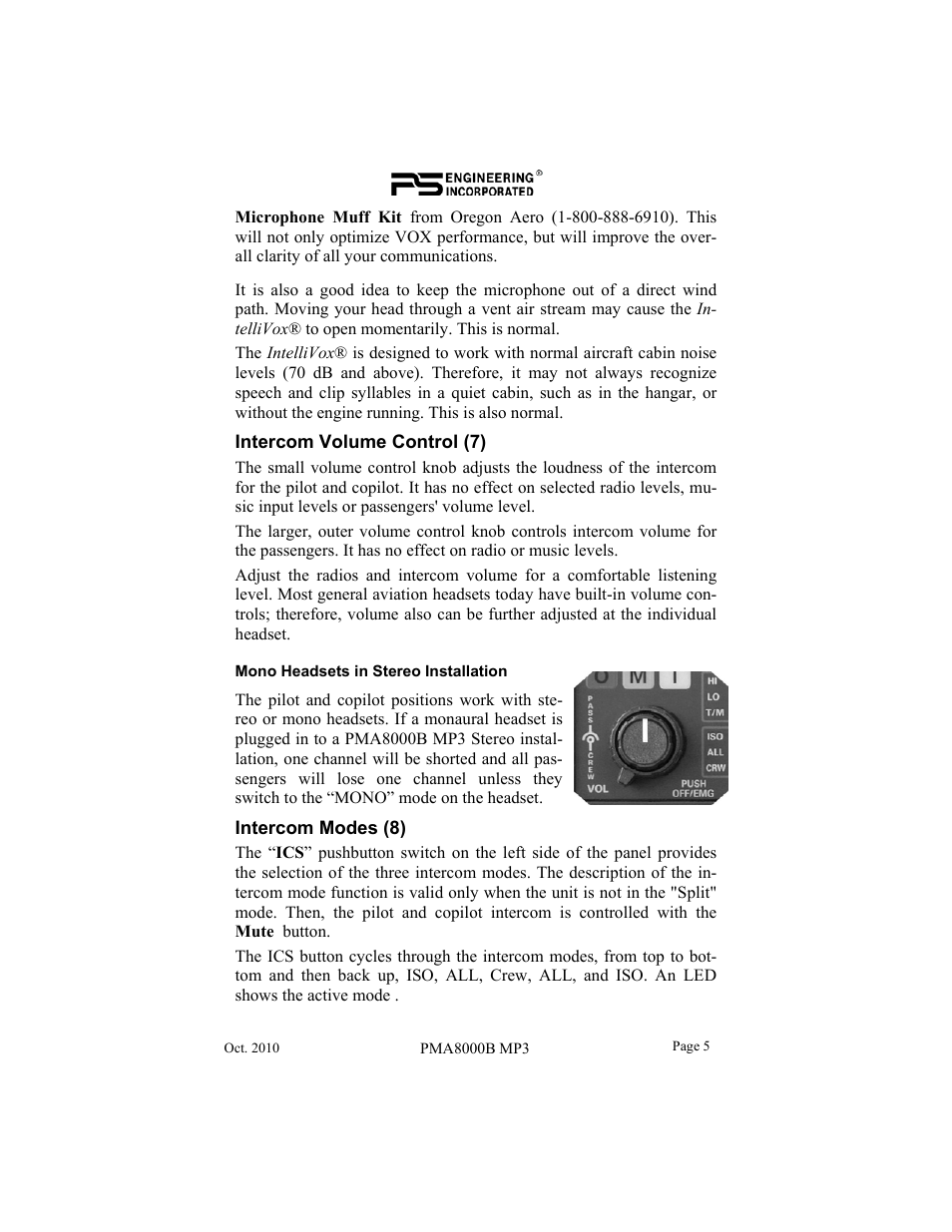 PS Engineering PMA8000MP3 Pilot’s Guide User Manual | Page 5 / 24