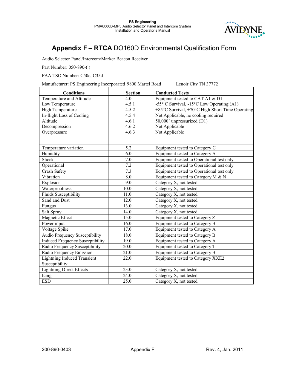 PS Engineering PMA8000MP3-Avidyne User Manual | Page 41 / 41