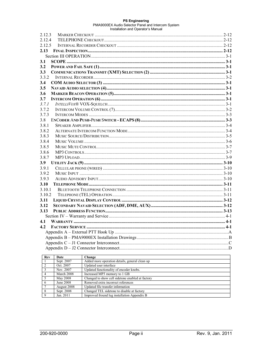 PS Engineering PMA9000EX Installation Manual User Manual | Page 3 / 39