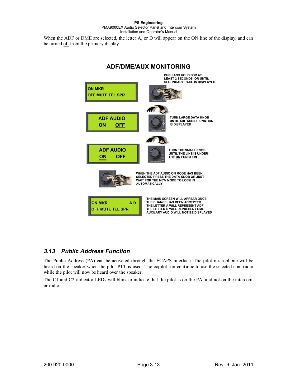 Public address function, Ublic, Ddress | Unction | PS Engineering PMA9000EX Installation Manual User Manual | Page 34 / 39