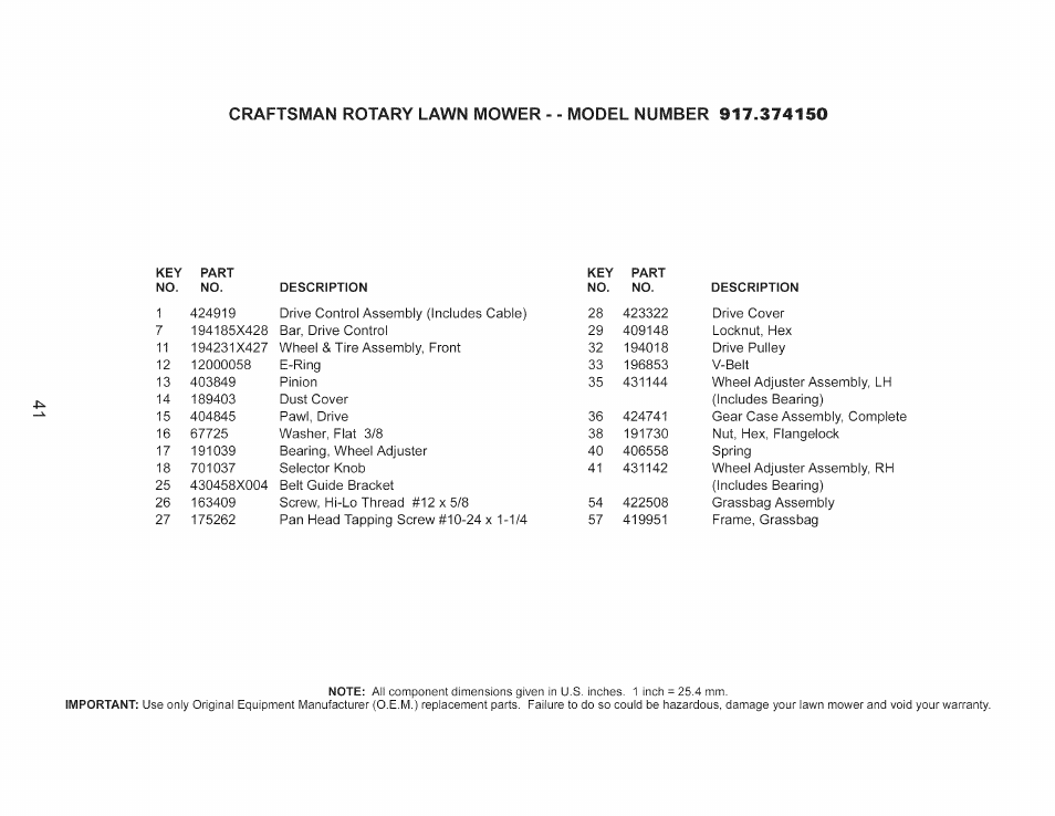 Craftsman 917.374150 User Manual | Page 41 / 48