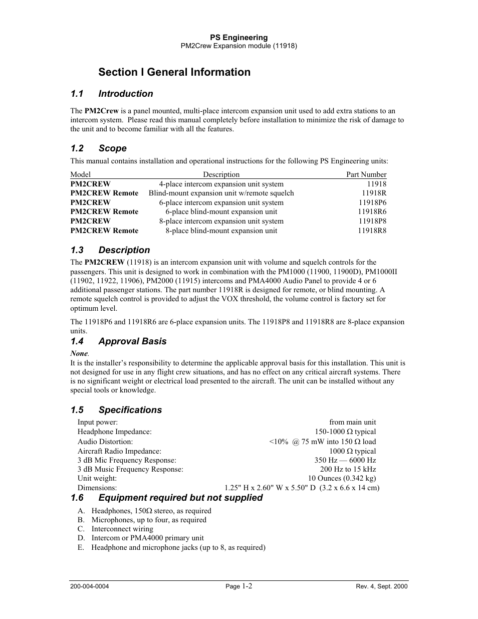 PS Engineering PM2CREW User Manual | Page 3 / 11