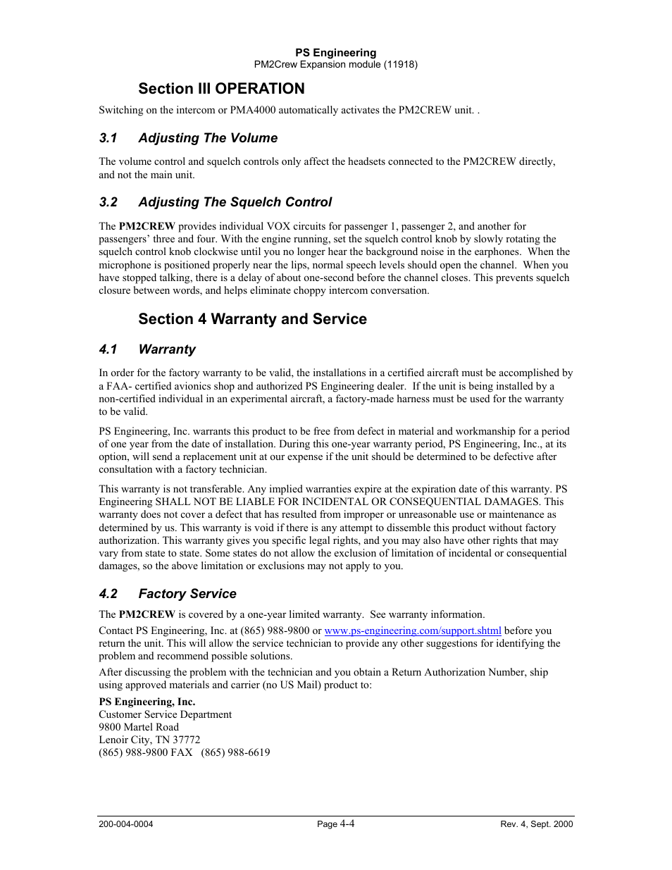 PS Engineering PM2CREW User Manual | Page 7 / 11