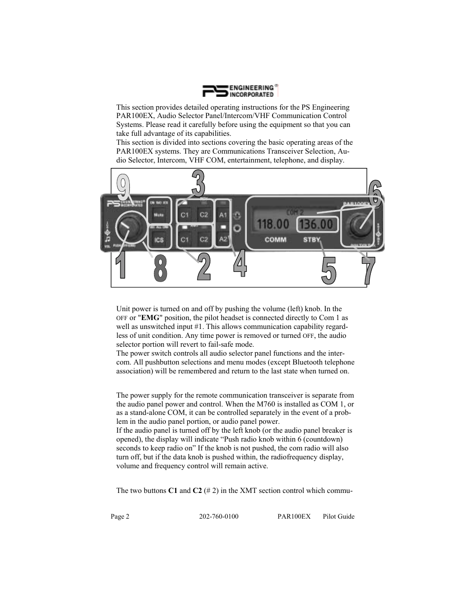 PS Engineering PDA360EX Pilot’s Guide User Manual | Page 2 / 12