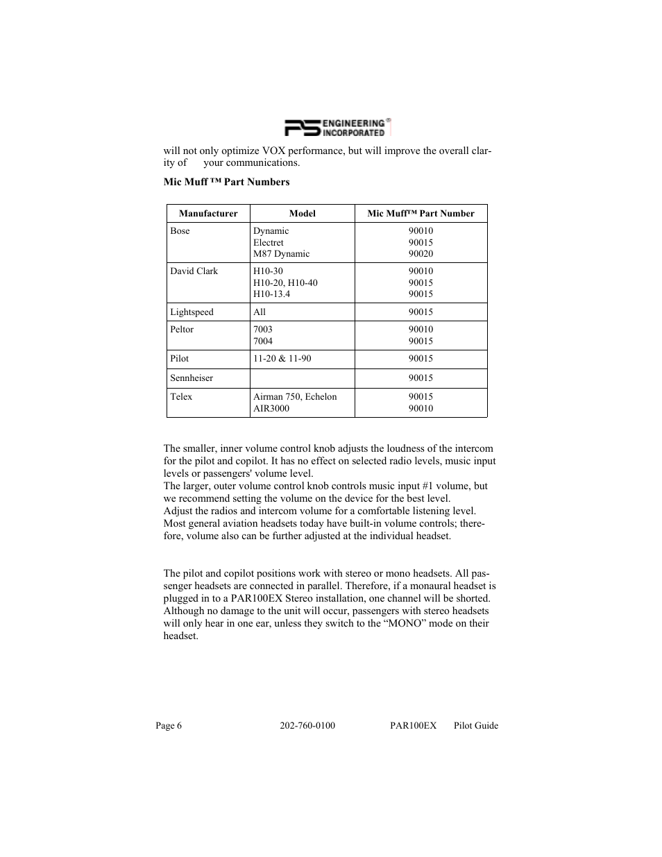Volume control (7) | PS Engineering PDA360EX Pilot’s Guide User Manual | Page 6 / 12