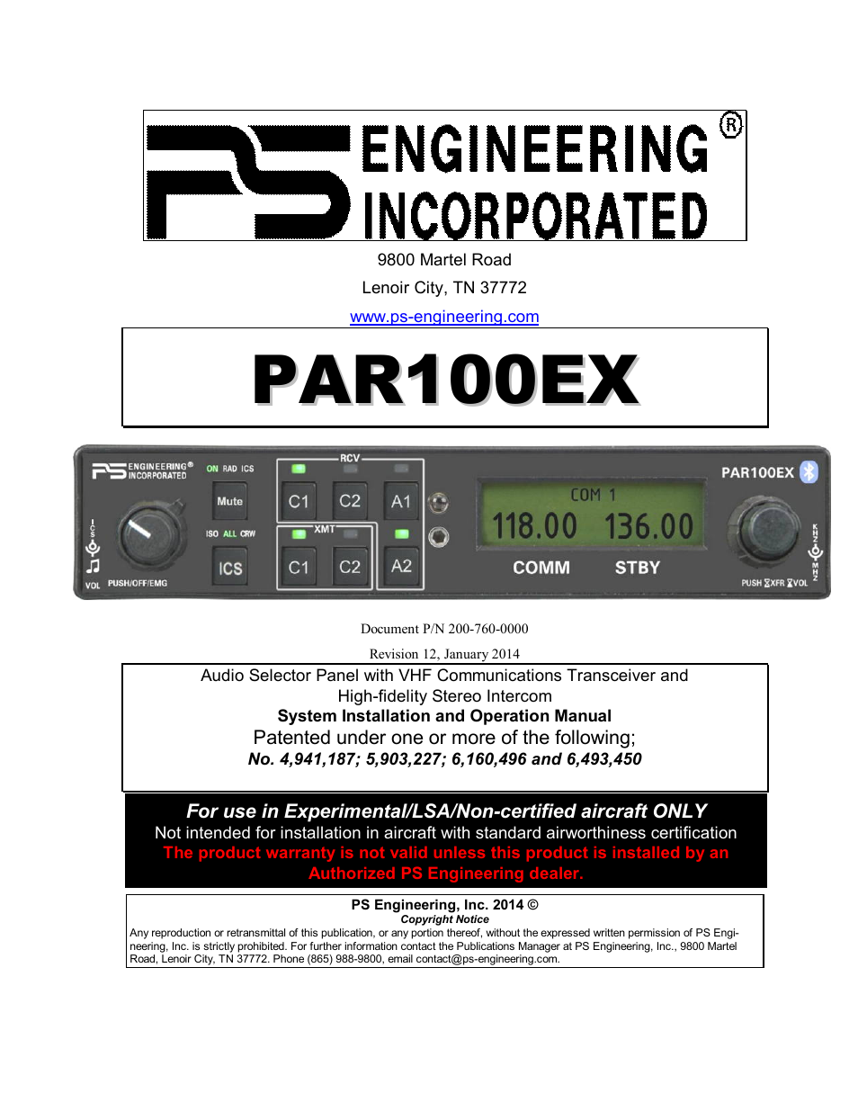 PS Engineering PDA360EX Installation Manual User Manual | 41 pages