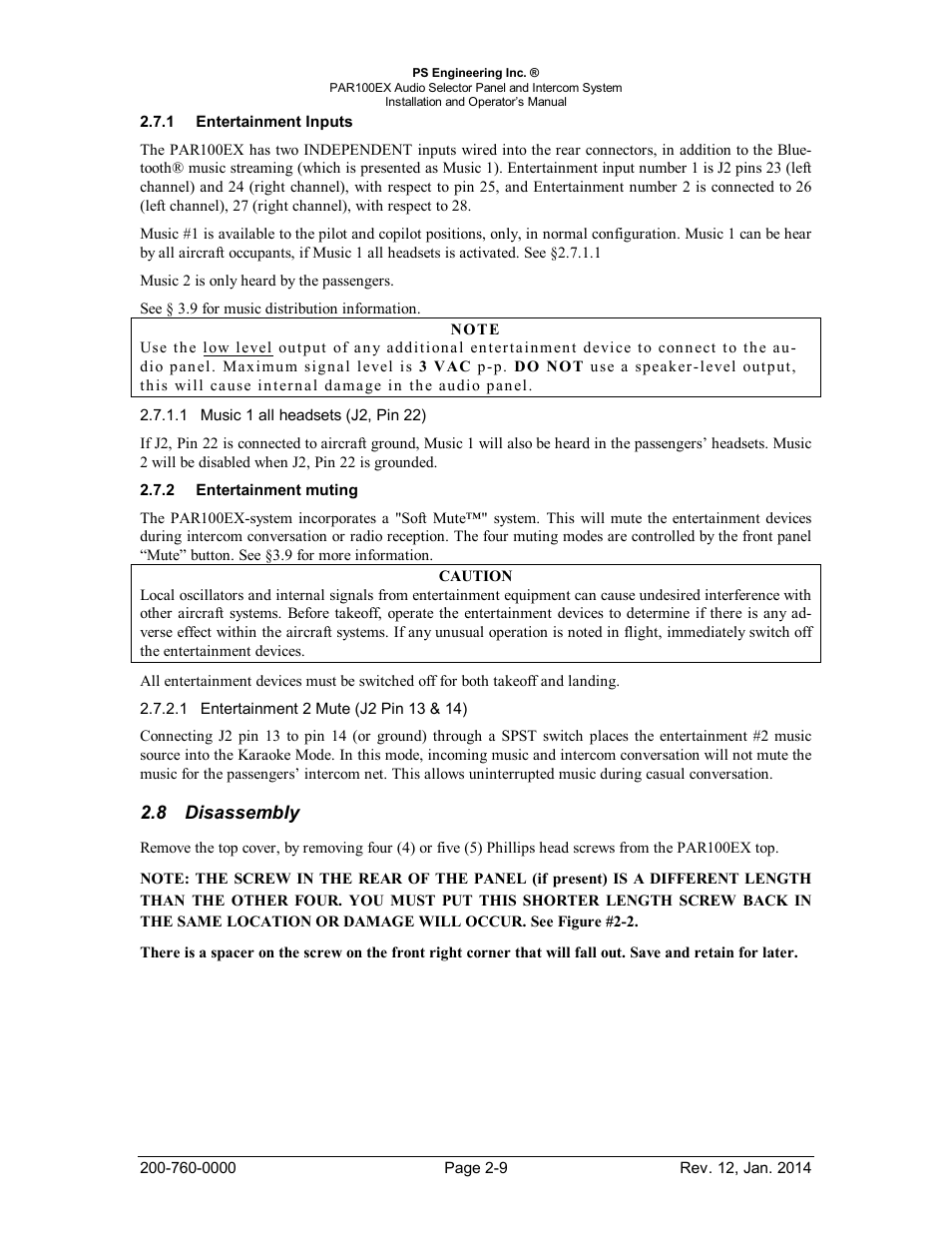 Entertainment inputs, Entertainment muting, Disassembly | Ntertainment, Nputs, Ntertainment muting, Isassembly | PS Engineering PDA360EX Installation Manual User Manual | Page 16 / 41