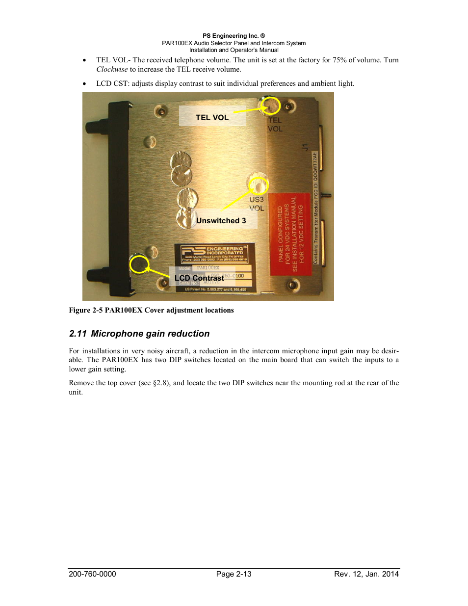 Microphone gain reduction, Icrophone gain reduction | PS Engineering PDA360EX Installation Manual User Manual | Page 20 / 41