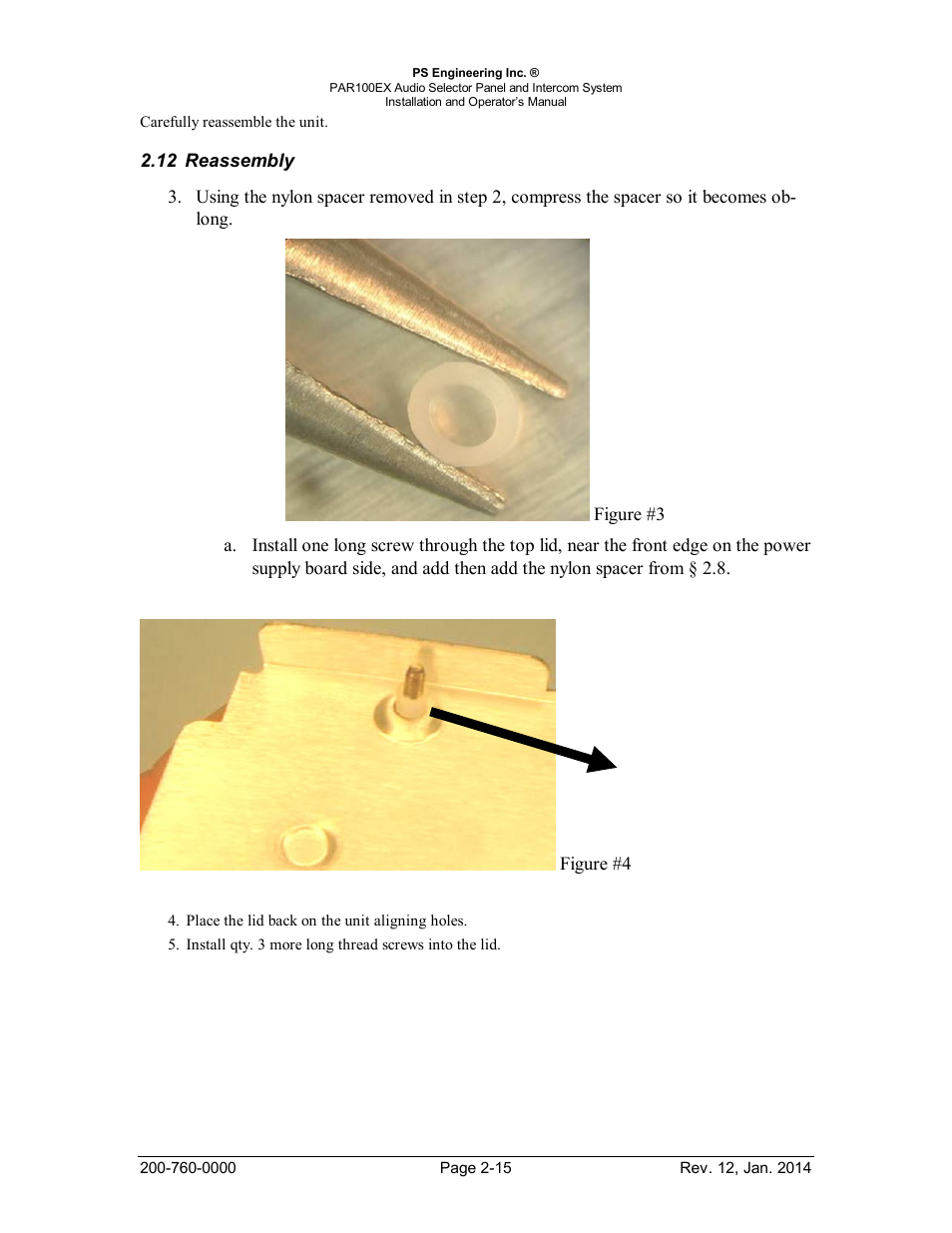 Reassembly, Eassembly | PS Engineering PDA360EX Installation Manual User Manual | Page 22 / 41