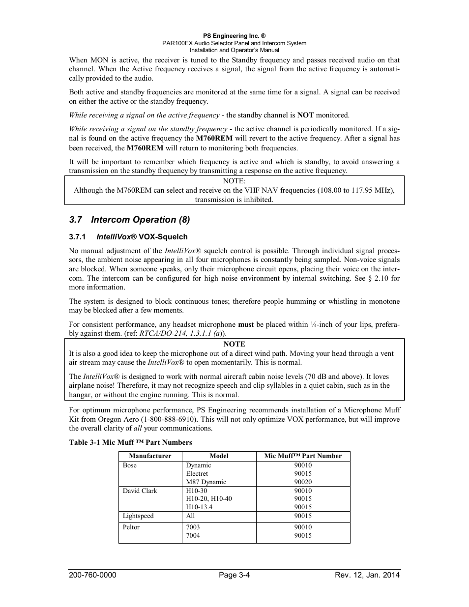 Intercom operation (8), Intellivox® vox-squelch, Ntercom | Peration, Ntelli, Vox-s, Quelch, 7 intercom operation (8) | PS Engineering PDA360EX Installation Manual User Manual | Page 32 / 41