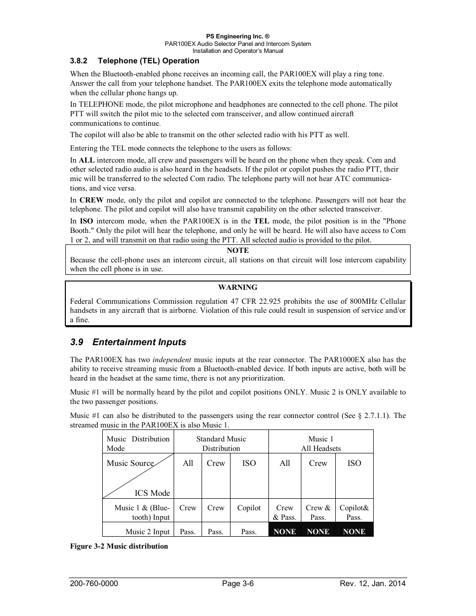 Telephone (tel) operation, Entertainment inputs, Elephone | Tel), Peration, Ntertainment, Nputs | PS Engineering PDA360EX Installation Manual User Manual | Page 34 / 41