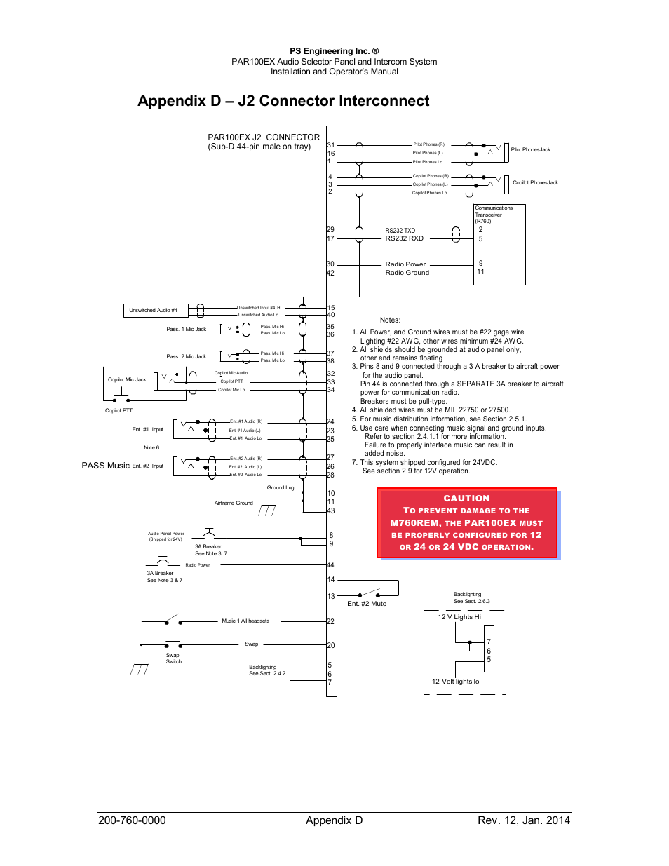 Appendix d – j2 connector interconnect | PS Engineering PDA360EX Installation Manual User Manual | Page 41 / 41