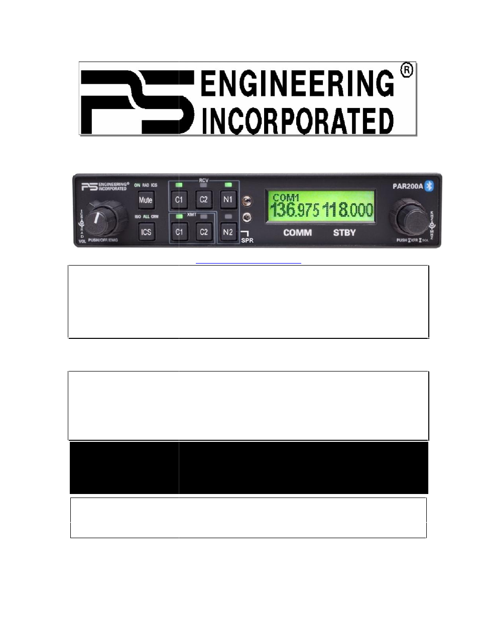 PS Engineering PAR200A Installation Manual User Manual | 40 pages