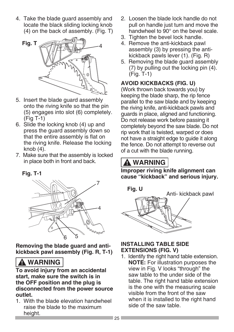 Warning | Craftsman 137.21807 User Manual | Page 25 / 56