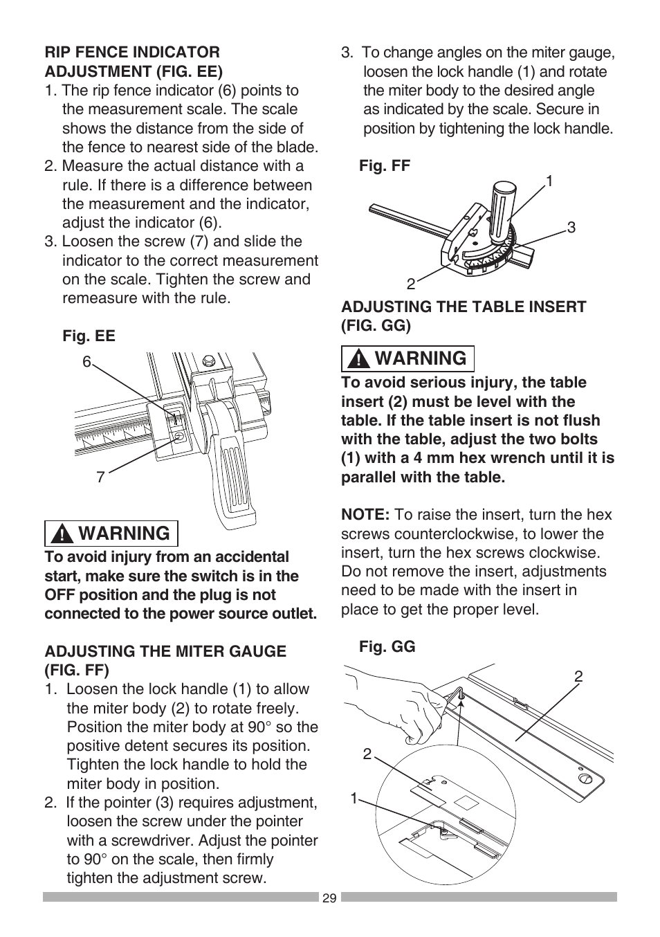 Warning | Craftsman 137.21807 User Manual | Page 29 / 56
