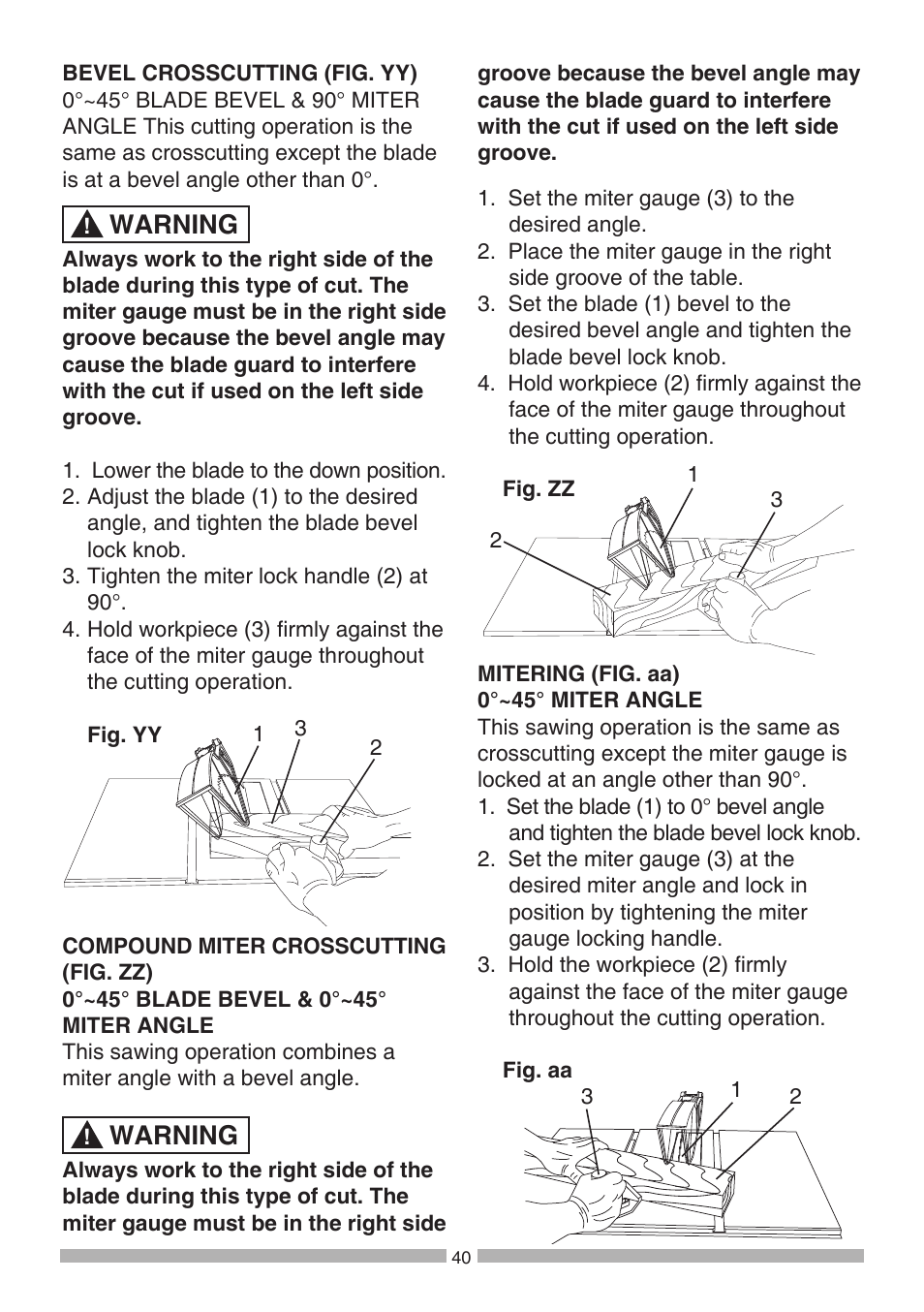 Warning | Craftsman 137.21807 User Manual | Page 40 / 56