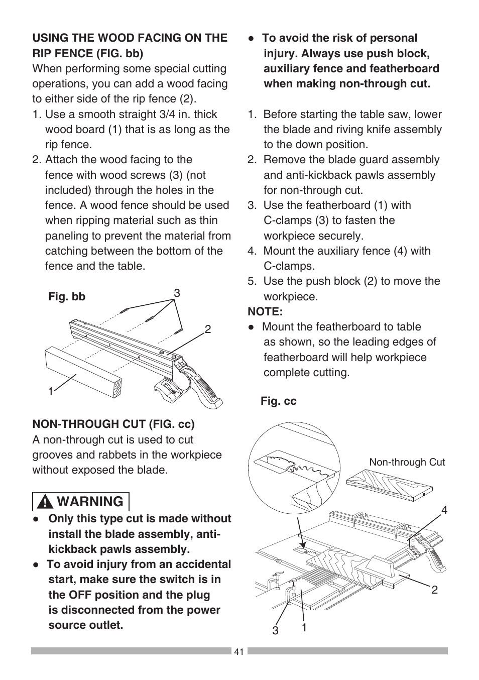 Warning | Craftsman 137.21807 User Manual | Page 41 / 56