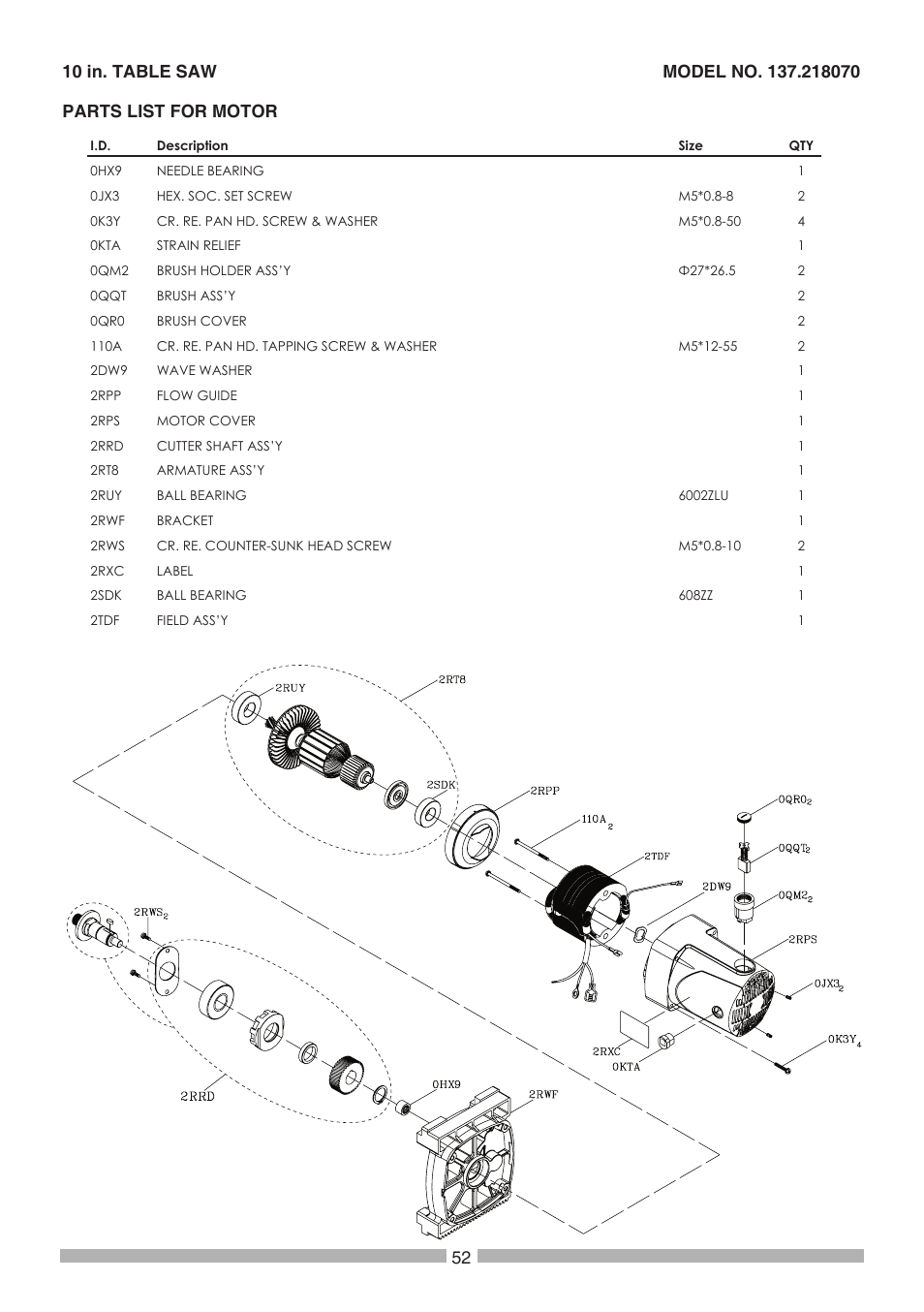 Craftsman 137.21807 User Manual | Page 52 / 56