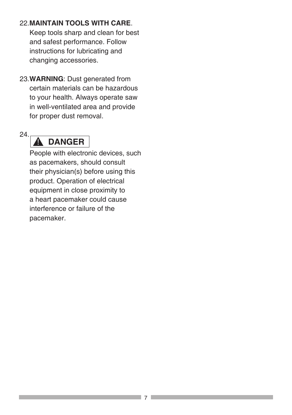 Danger | Craftsman 137.21807 User Manual | Page 7 / 56