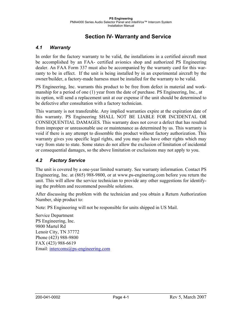PS Engineering PMA4000 Installation Manual User Manual | Page 17 / 23