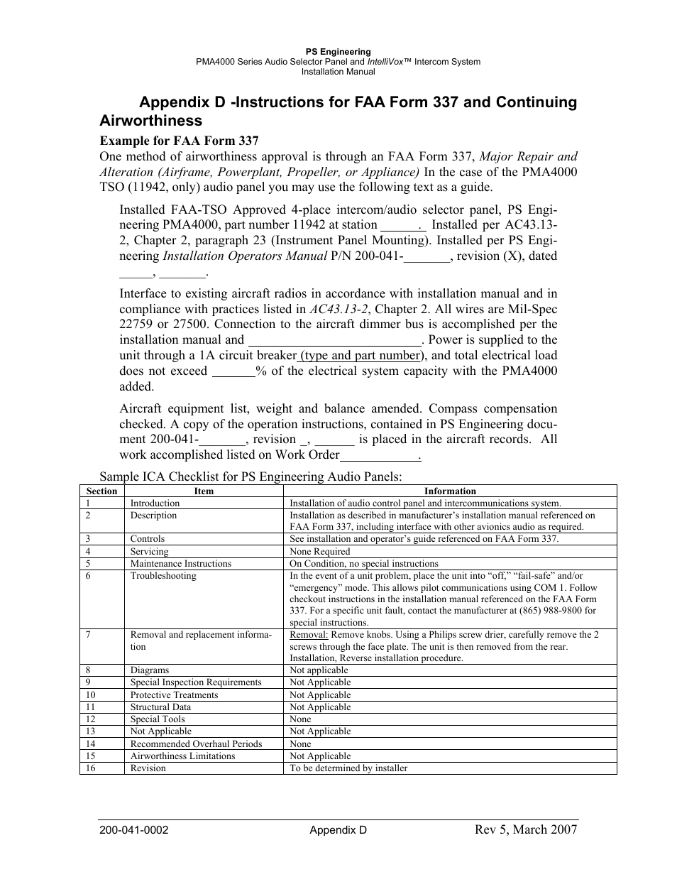 PS Engineering PMA4000 Installation Manual User Manual | Page 22 / 23