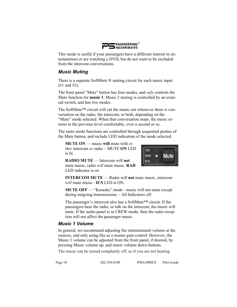 PS Engineering PMA5000EX Pilot’s Guide User Manual | Page 10 / 12