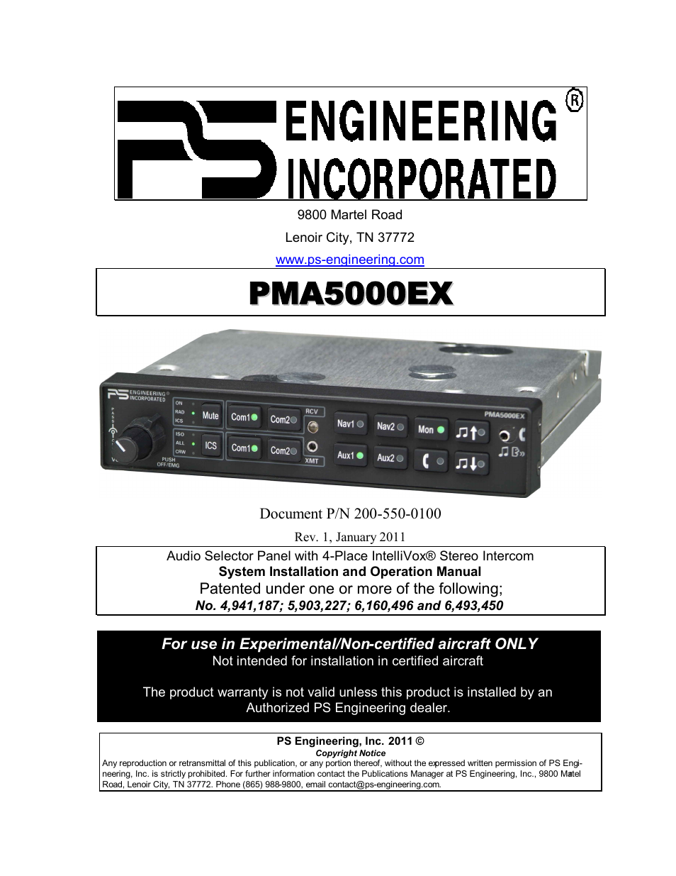 PS Engineering PMA5000EX Installation Manual User Manual | 29 pages