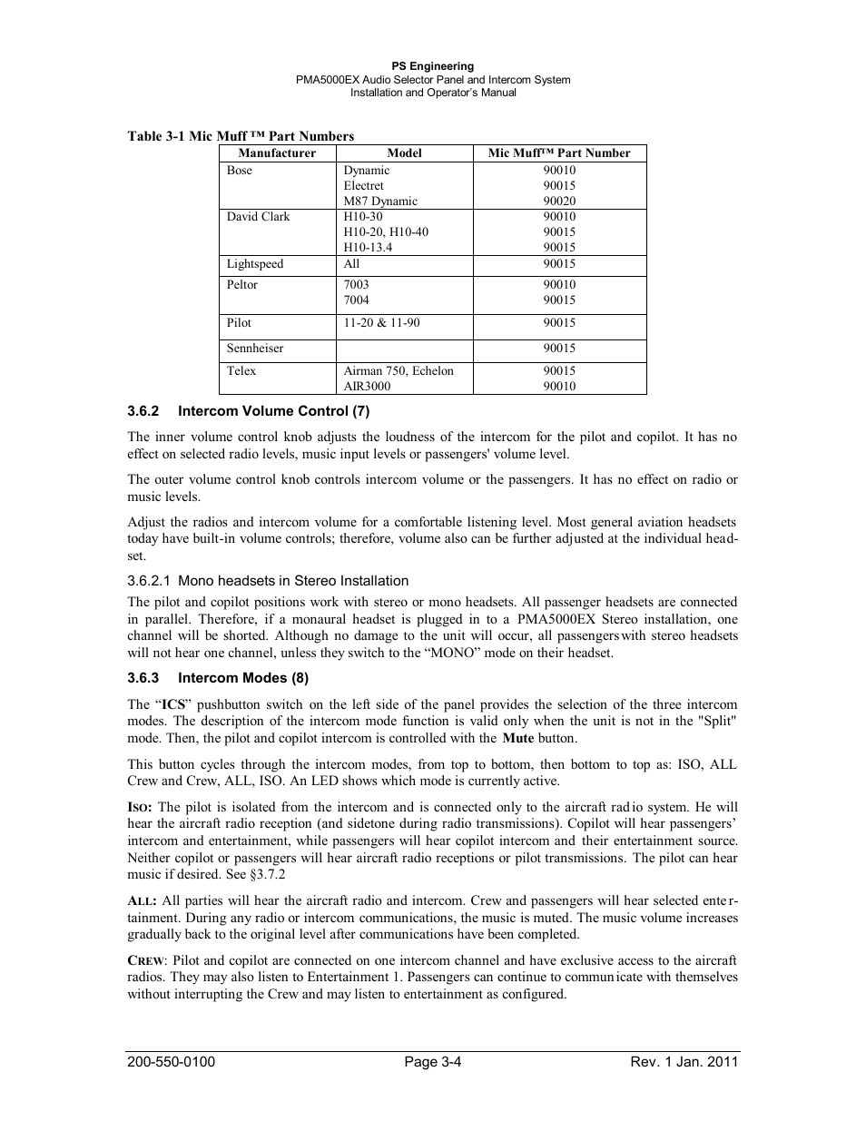 Intercom volume control (7), Intercom modes (8), Ntercom | Olume, Ontrol, Odes | PS Engineering PMA5000EX Installation Manual User Manual | Page 20 / 29