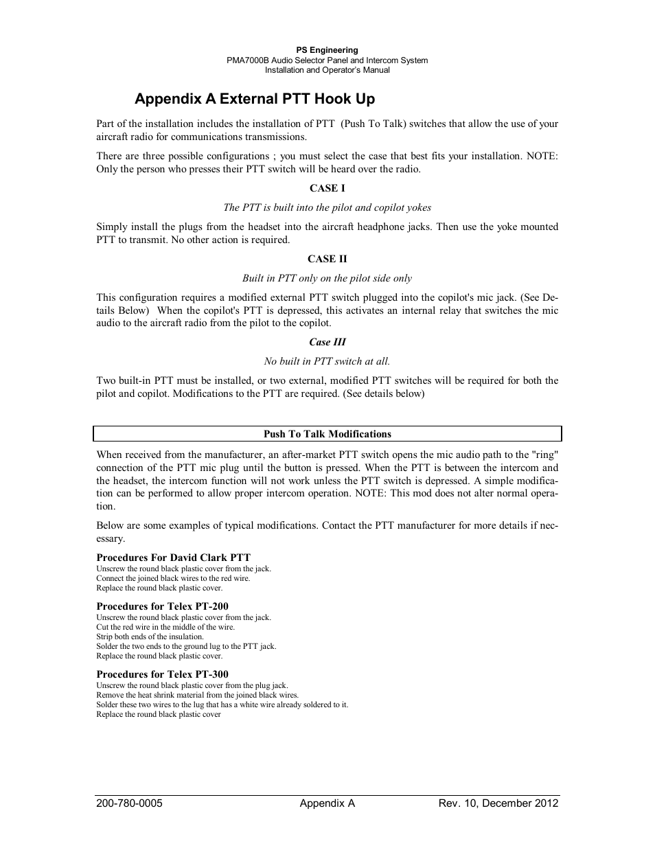 Appendix a external ptt hook up | PS Engineering PMA7000B Installation Manual User Manual | Page 28 / 36