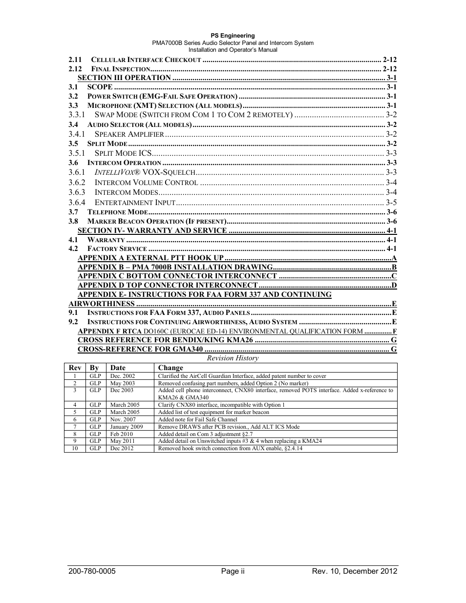 PS Engineering PMA7000B Installation Manual User Manual | Page 3 / 36