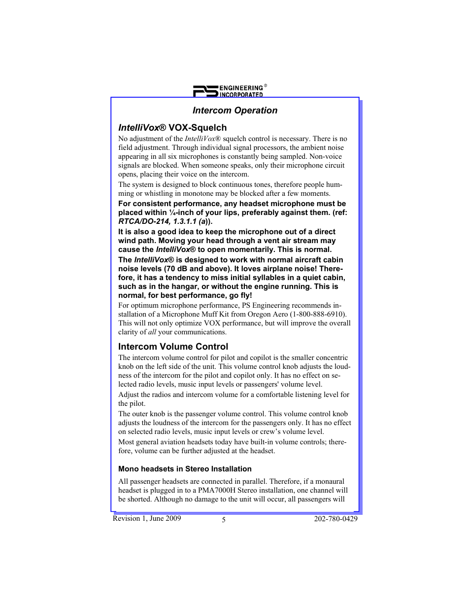 PS Engineering PMA7000H Pilot’s Guide User Manual | Page 5 / 12