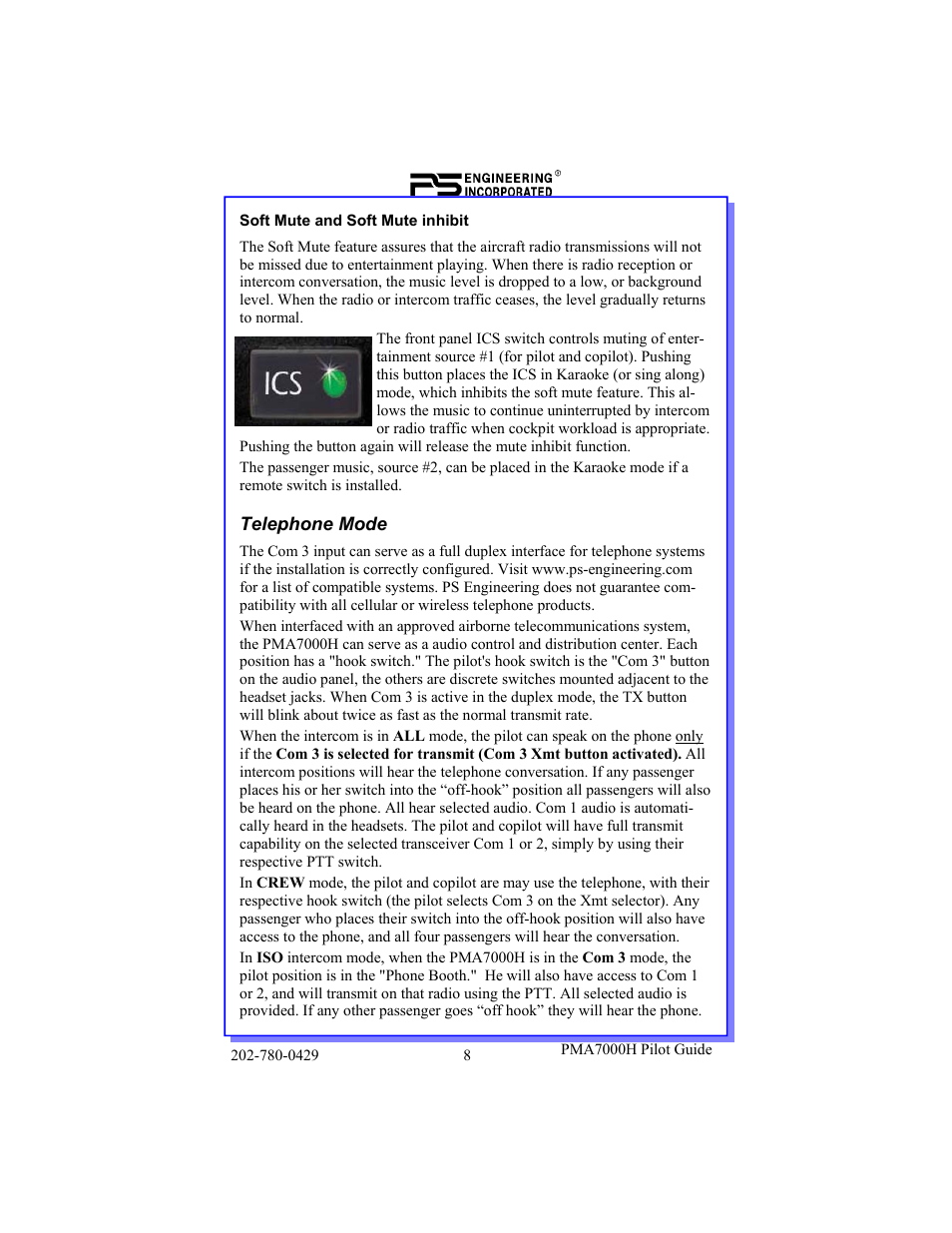 PS Engineering PMA7000H Pilot’s Guide User Manual | Page 8 / 12