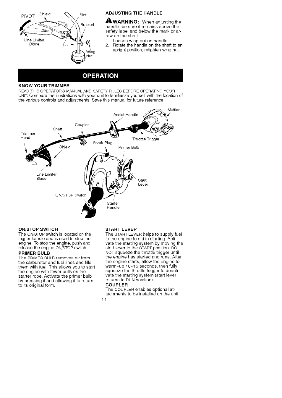 Operation | Craftsman 358.791031 User Manual | Page 11 / 48