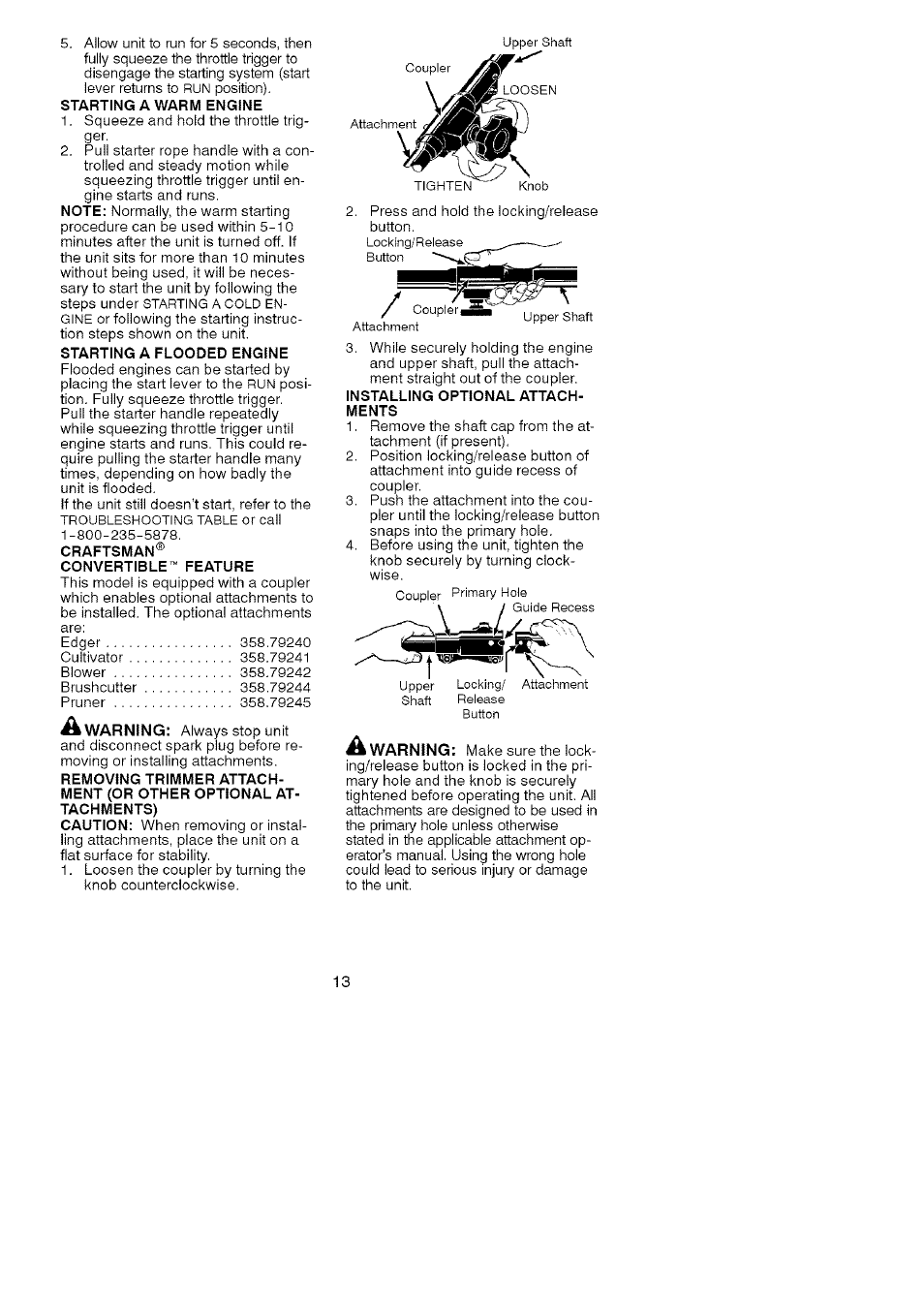 5s!p | Craftsman 358.791031 User Manual | Page 13 / 48