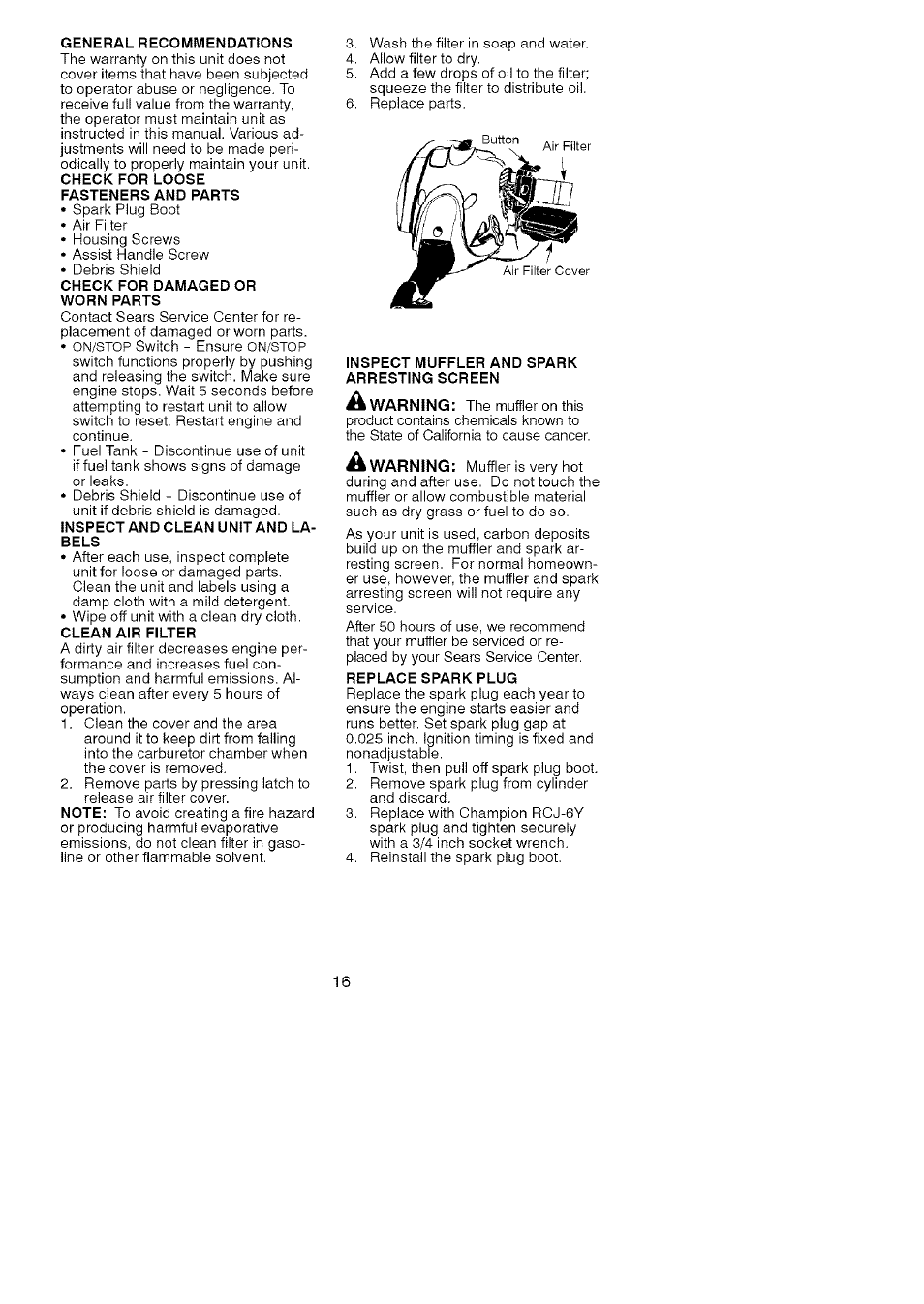 Craftsman 358.791031 User Manual | Page 16 / 48