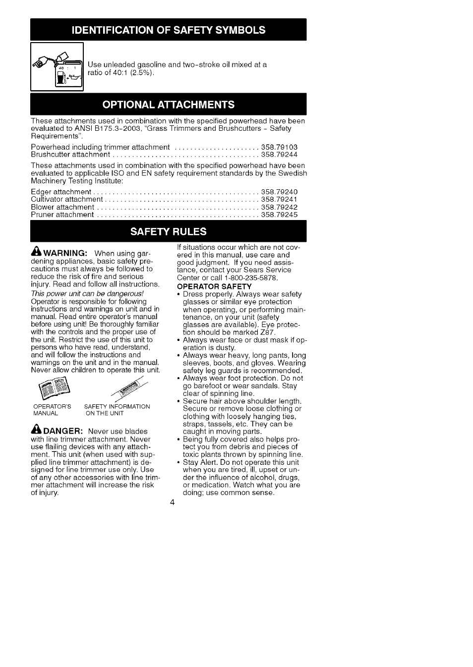 Safety rules | Craftsman 358.791031 User Manual | Page 4 / 48